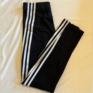 adidas Wmns 3 Stripe Black & White Leggings - sz Small